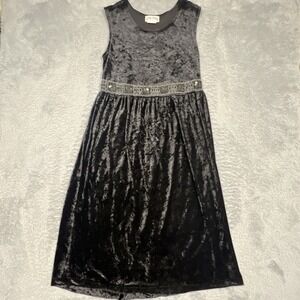 Vtg Gotcha Covered Velvet Dress Women's 10‎ Black Fit Flare Punk Goth Witchy